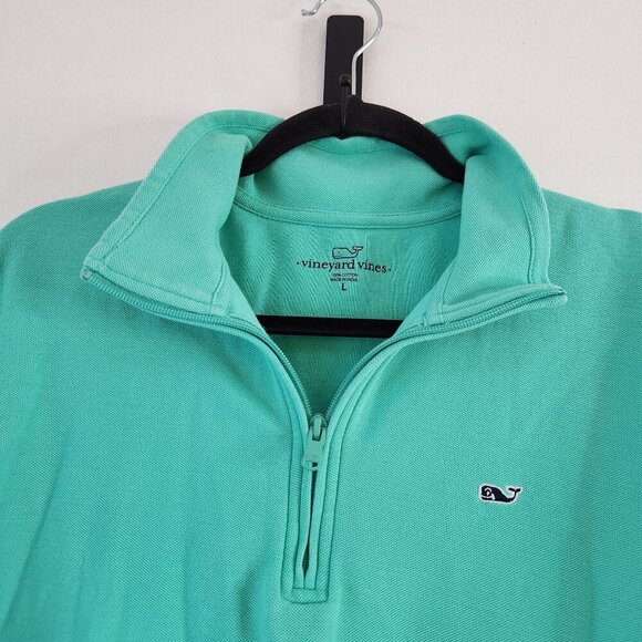 Vineyard Vines Teal Green Quarter Zip Pullover Sweater Sweatshirt Men's L - Picture 3 of 7